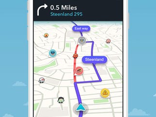 A screenshot of the redesigned app Waze.