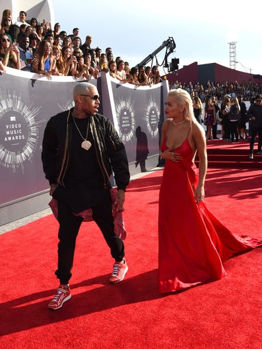 Chris Brown and Rita Ora attend the 2014 MTV Video Music Awards at The Forum on August 24, 2014 in Inglewood, California.