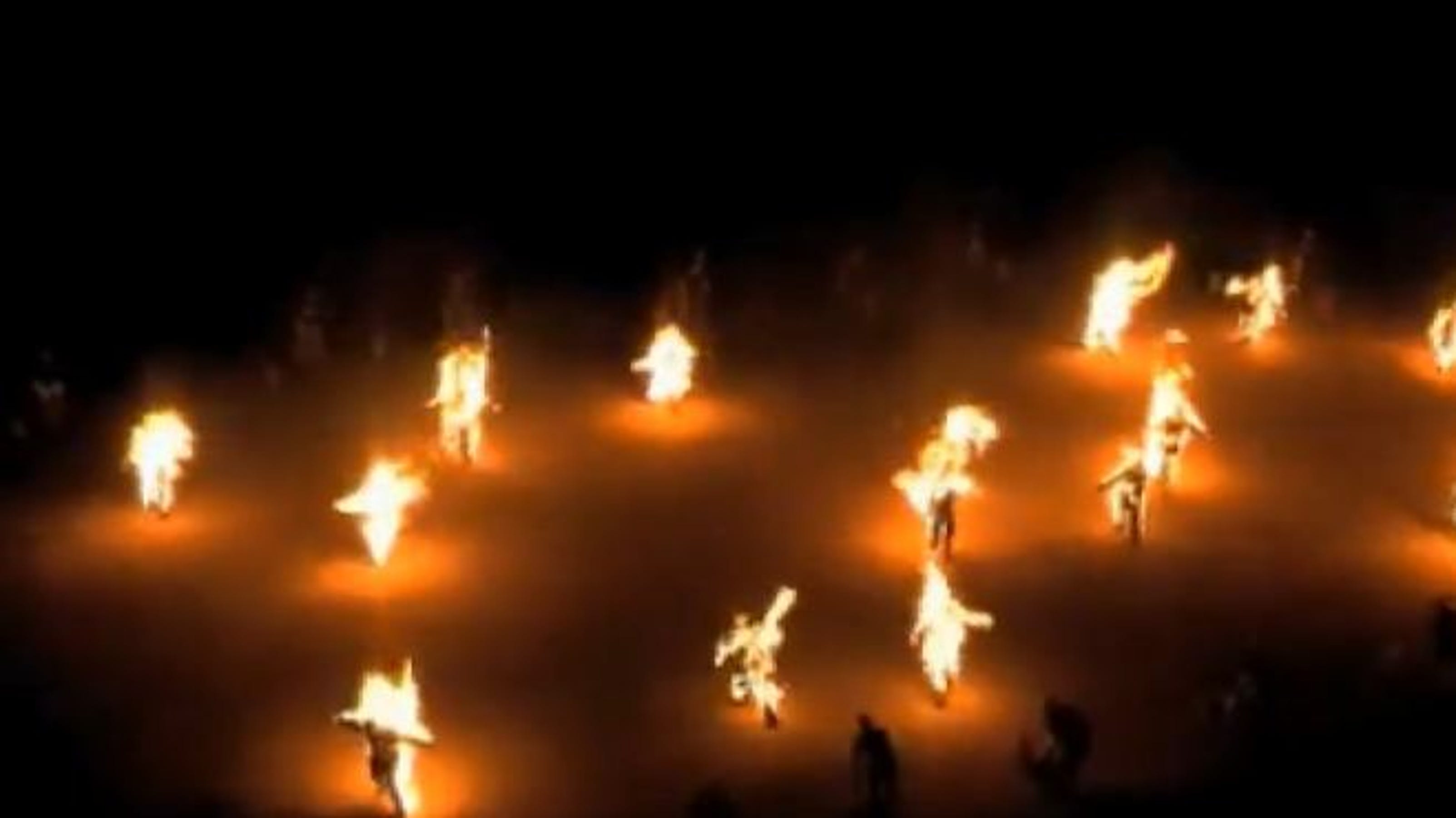 Human torches seek fiery world record