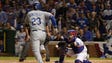 Game 1 in Chicago: Cubs catcher David Ross tags out