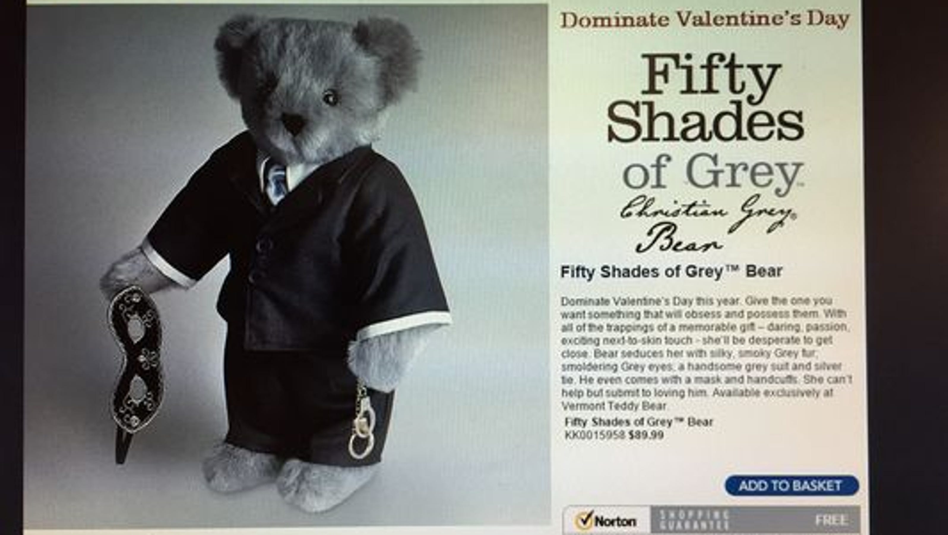 'Fifty Shades of Grey' bear wants to 'dominate' V-Day