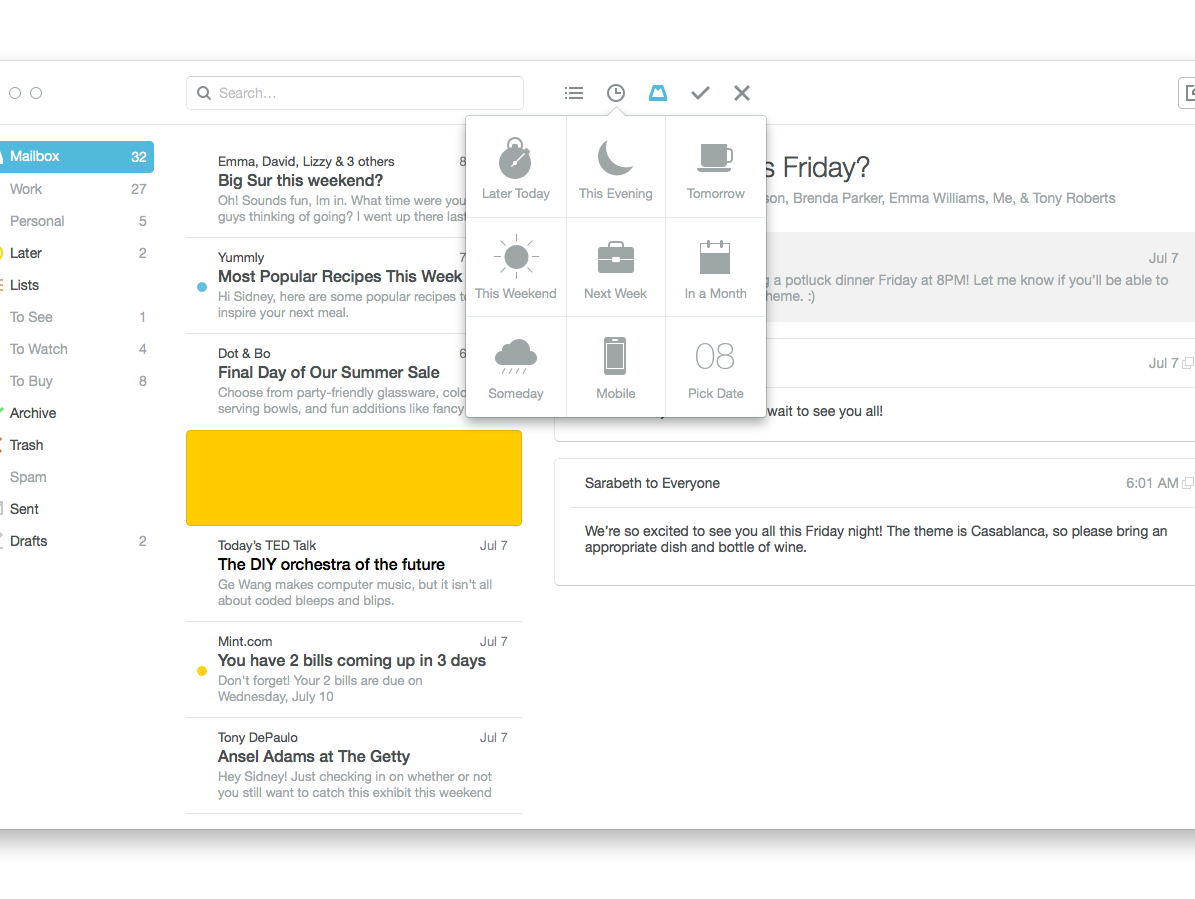 Mailbox has a feature that lets you 