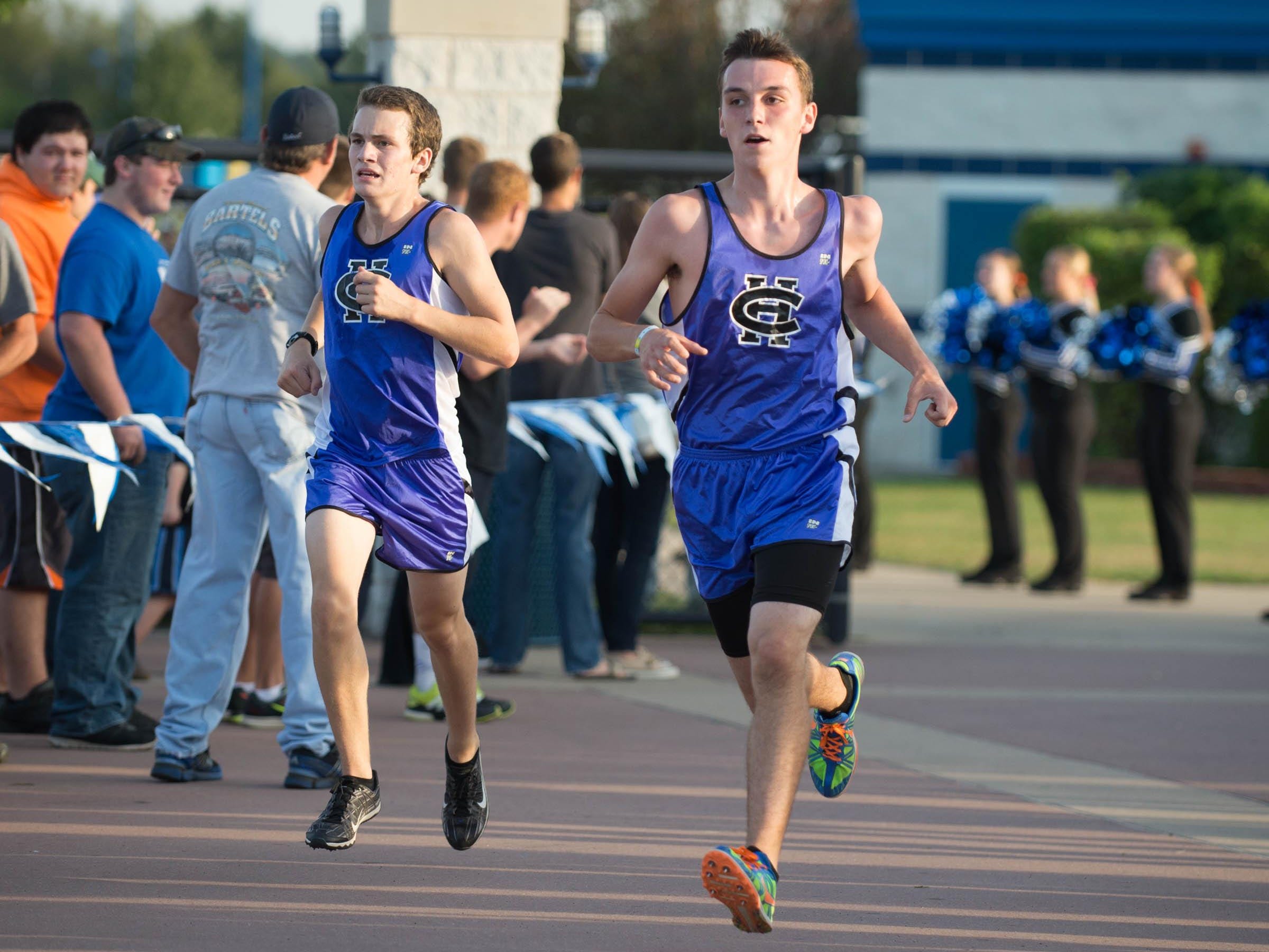 Harper Creek runners near the finish of the cross country meet at Harper Creek Friday.