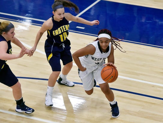 West York's Aryon Williams drives past Eastern York's