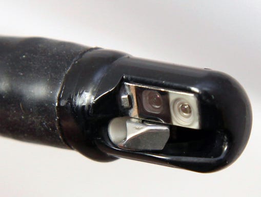The tip of a duodenoscope contains a small mechanism