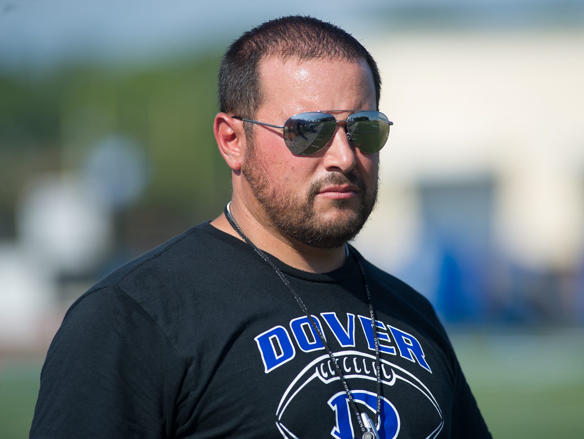 Dover High School's new football coach Rudy Simonetti during their pre season scrimmage against Archmere.