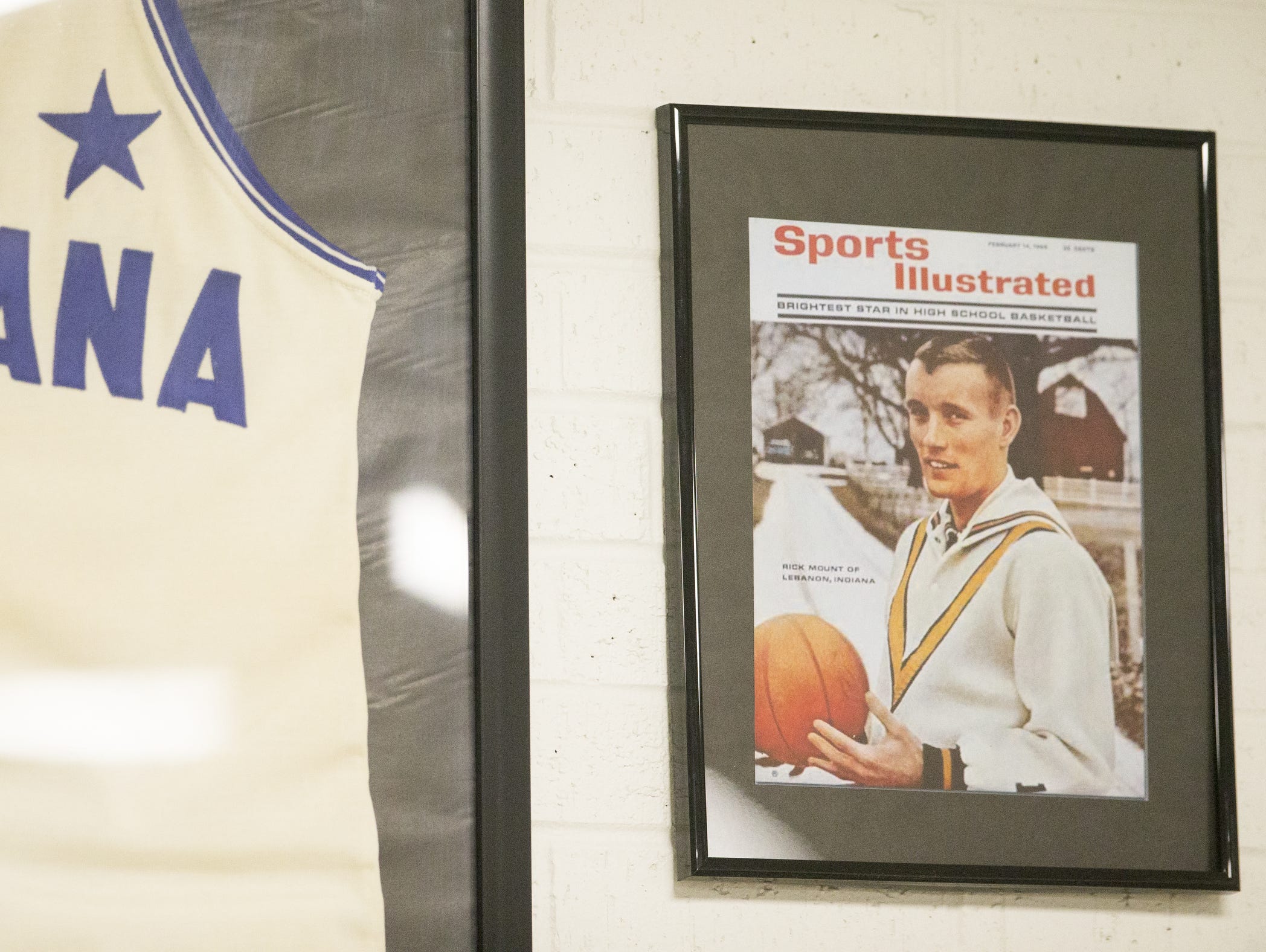 Rick Mount's cover of Sports Illustrated, on the wall outside the gym at Lebanon High School.
