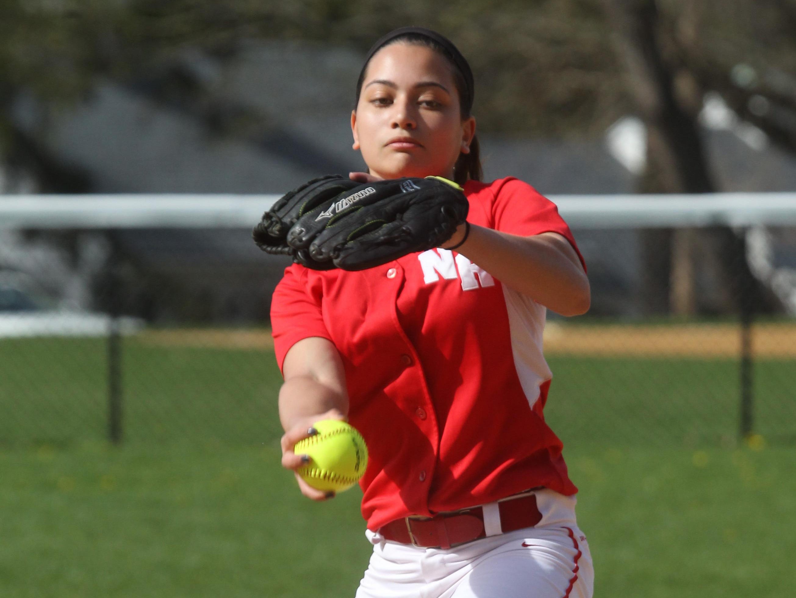 North Rockland pitcher Kayla McDermott during a game at Suffern April 28, 2015.