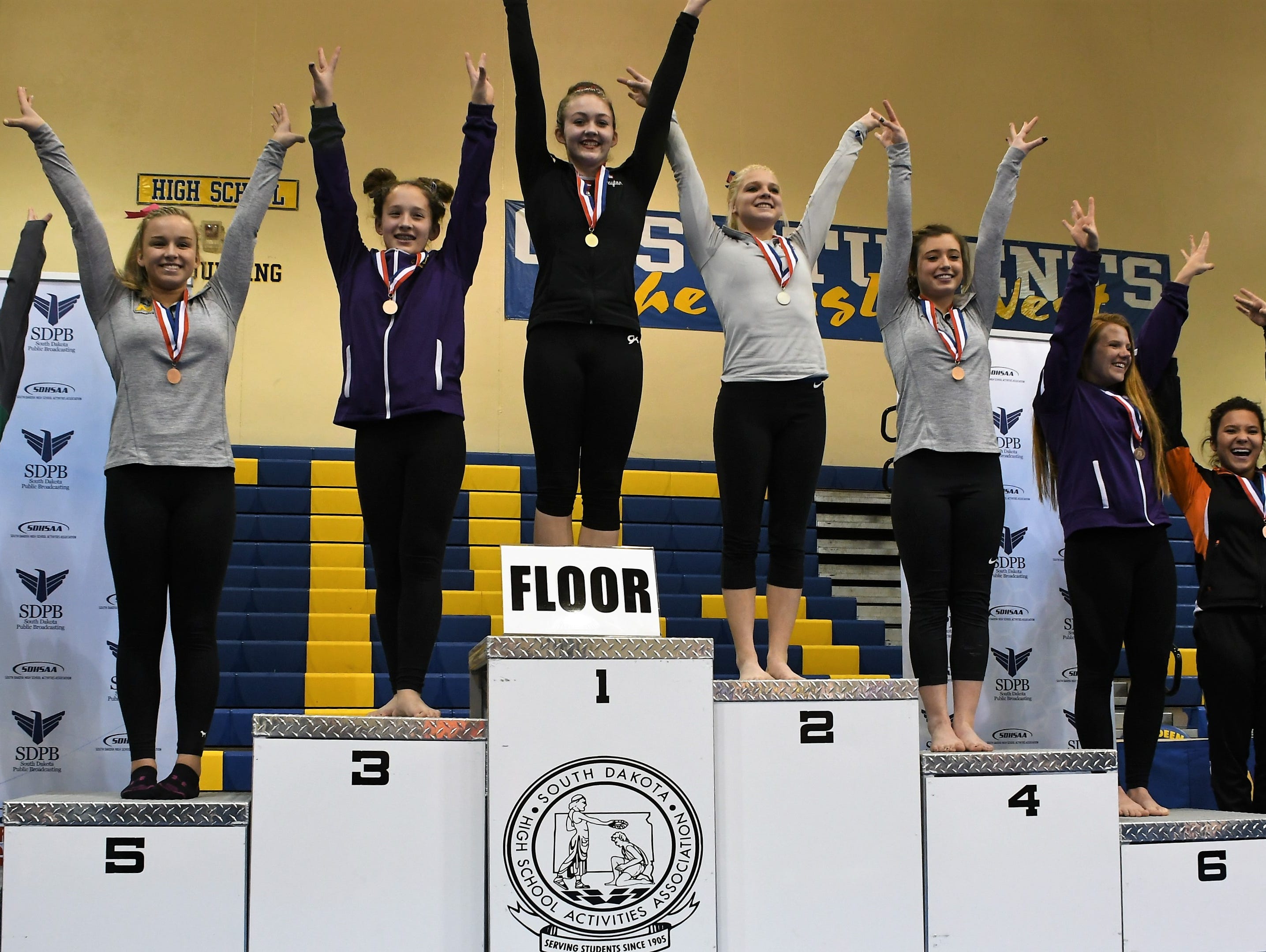 Top 8 finishers on floor exercise.