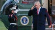 President Trump salutes as he disembarks Marine One