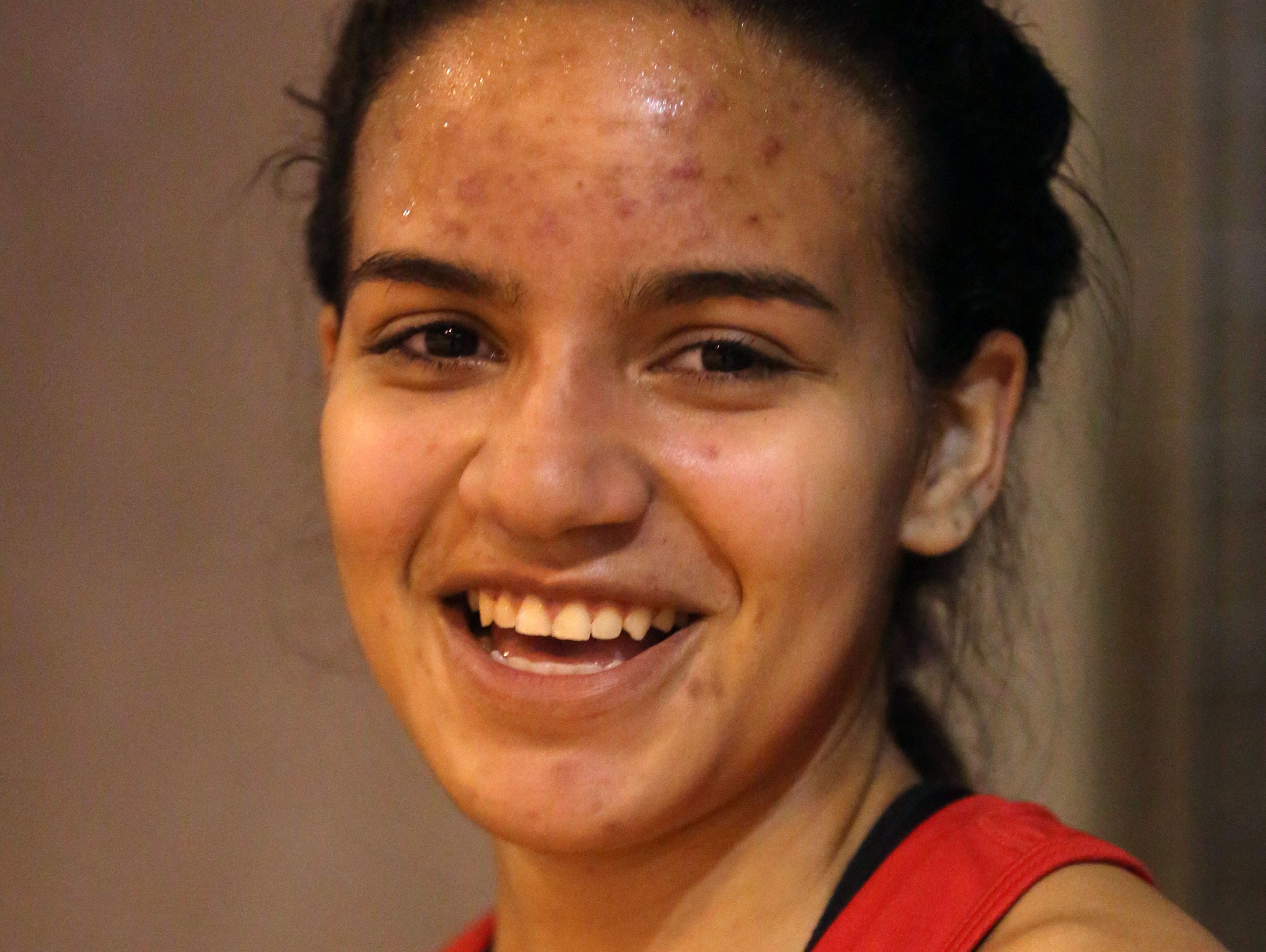 Maria Garcia from North Rockland High School, won the race walk during the Rockland Coaches Invitational indoor track meet, Jan. 6, 2016.