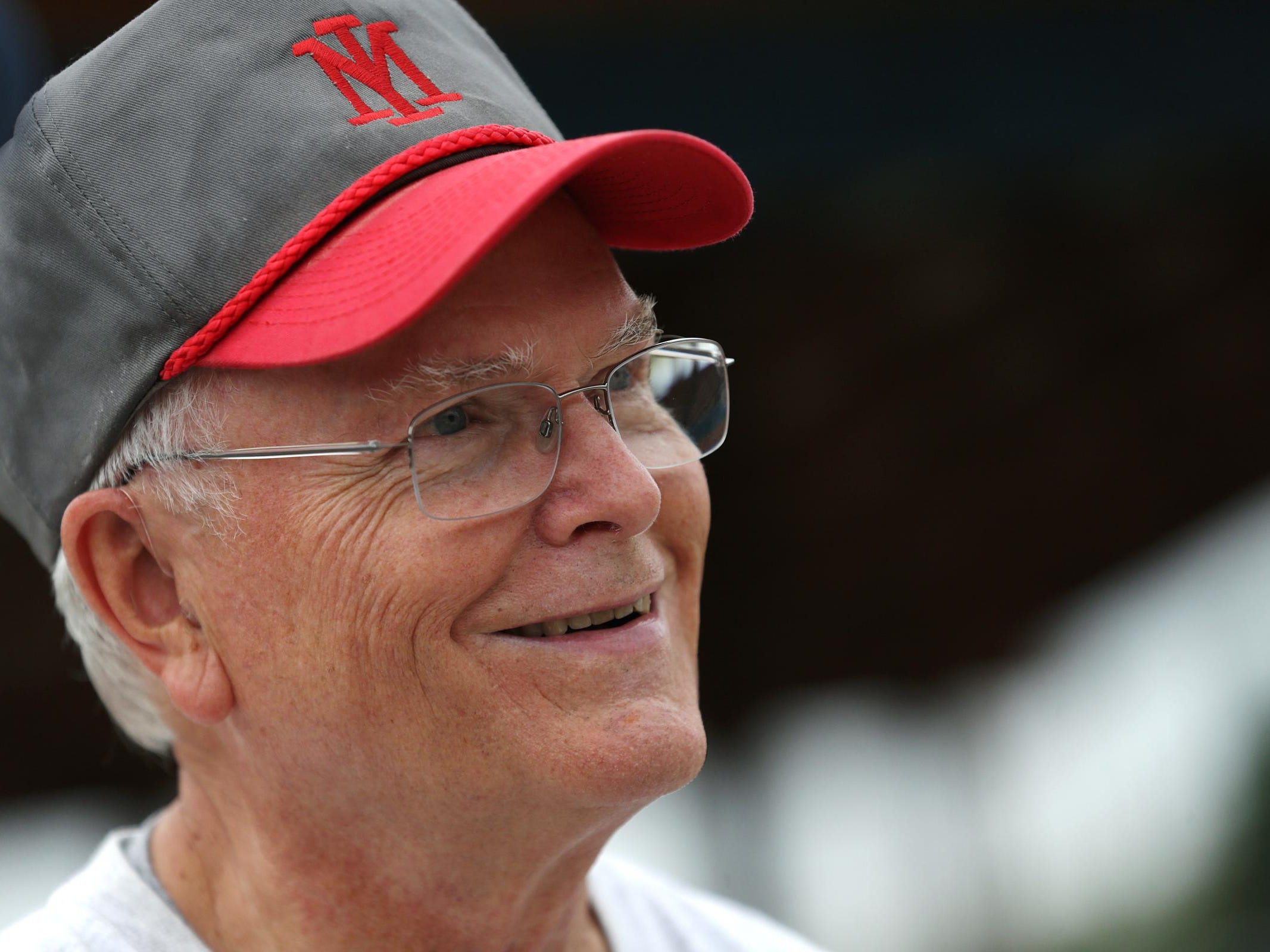 Roger Shroder, a member of the 1954 Milan High School basketball team, now excels in the over 60 softball league, Thursday, July 9, 2015, during a game at Metro Sports Complex on the east side.