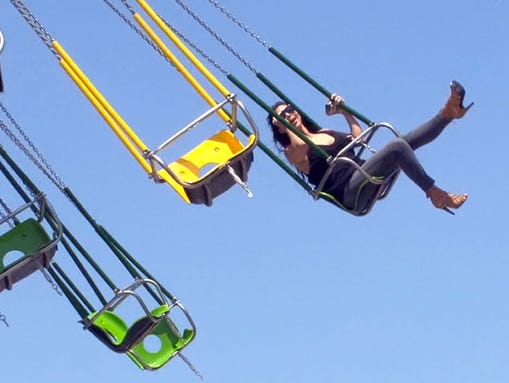 Kim Kardashian rides on the Casino Pier swings in Seaside