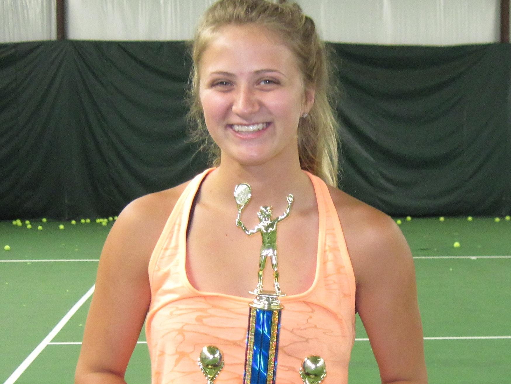 Madison Lewis, 16, of Mountain Home, won the girls’ 18-and-under singles title last weekend in the Colgate Junior Open at Pinnacle Country Club in Rogers. She defeated a girl from Centerton 7-6, 6-l, then captured the title with a 6-4, 6-0 victory over a player from Fort Smith. She is the daughter of Rex and Barb Lewis of Mountain Home and plays out of the Mountain Home Tennis Center.
