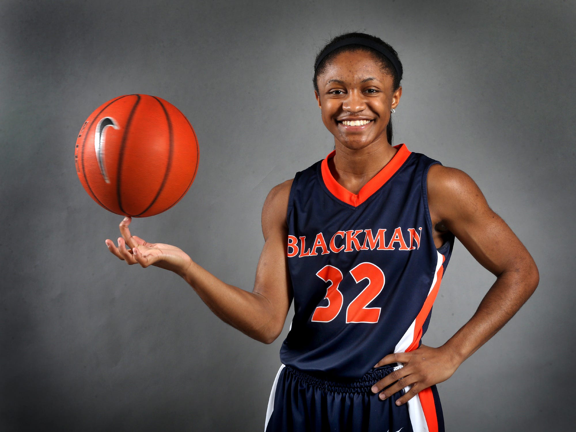 Crystal Dangerfield is one of the players on the all-area girls basketball team. Photo shot in the studio on April 9, 2015.