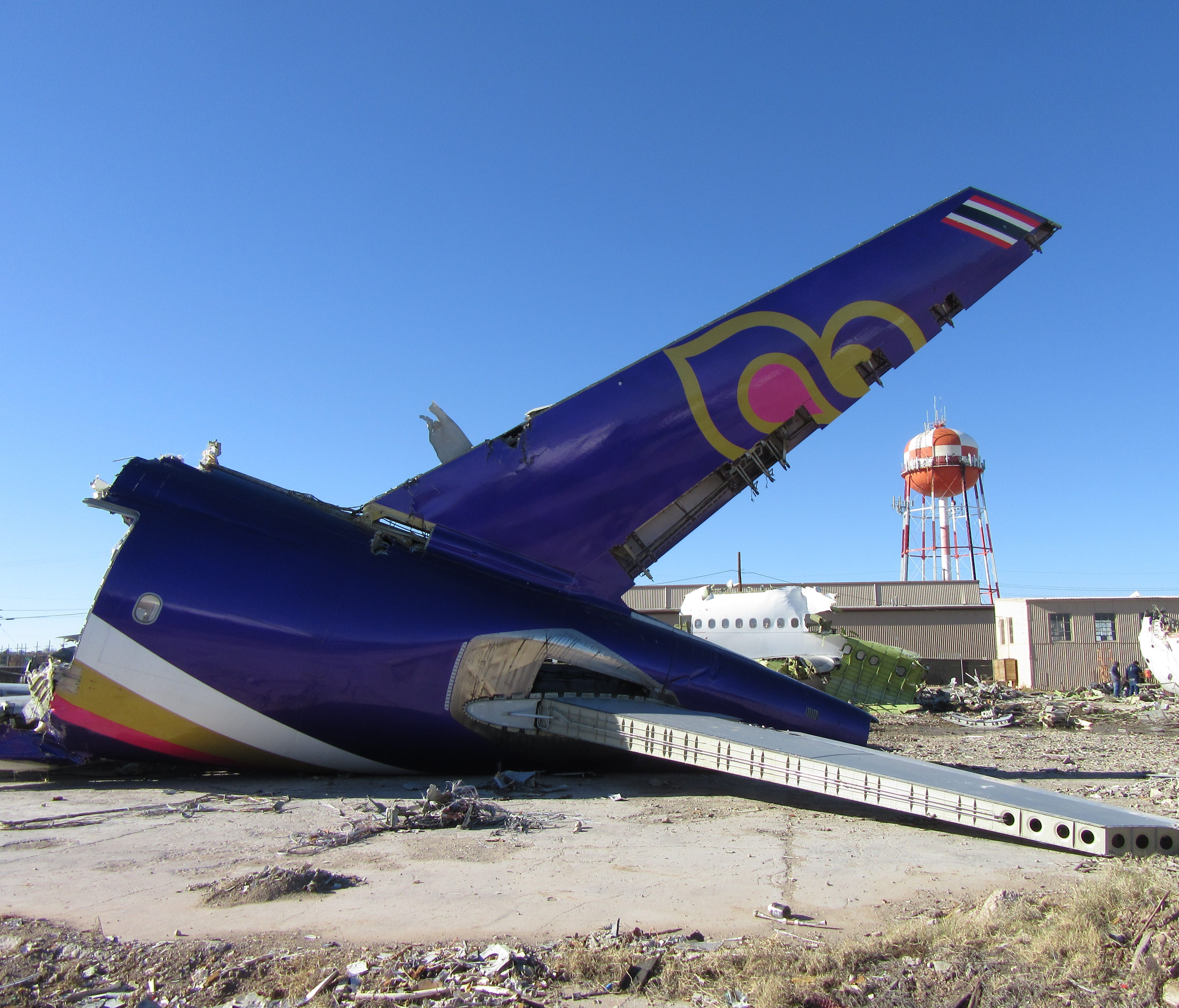The remains of a Thai Airways Airbus A300 are seen at the Roswell 