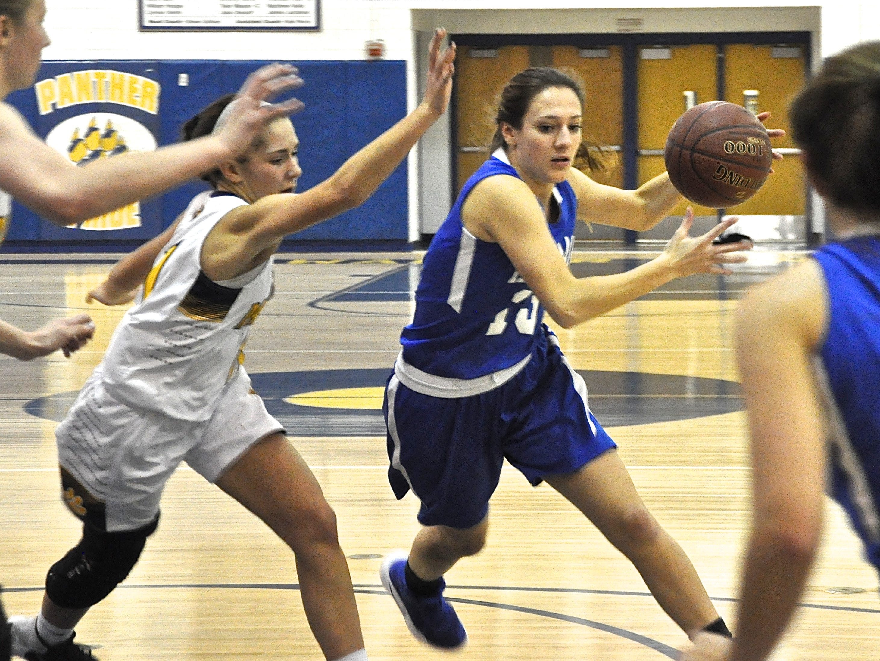 Haldane's Allison Chiera drives to the basket. She was fouled and sank 1 of 2 shots.