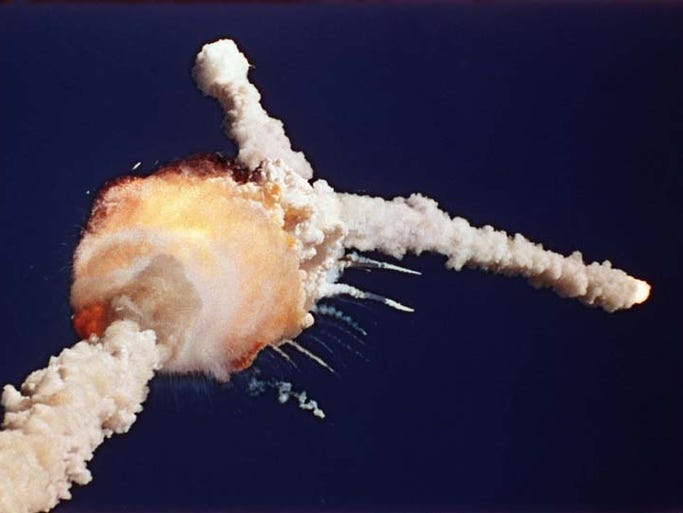 In this Jan. 28, 1986 file photo, the space shuttle