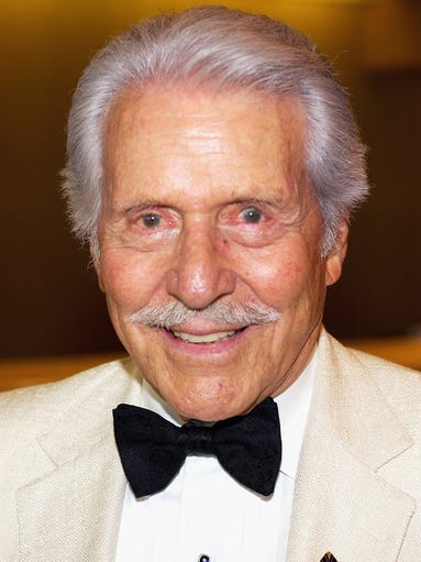 Efrem Zimbalist Jr., the son of famous musicians who gained television stardom in the 1950s-60s hit "77 Sunset Strip" and later "The FBI," has died at age 95. Zimbalist's cool, deductive manner made him the ideal star as the private detective ferreting out Hollywood bad guys in "77 Sunset Strip" and later as the government investigator in "The FBI."(Photo by Vince Bucci/Getty Images)