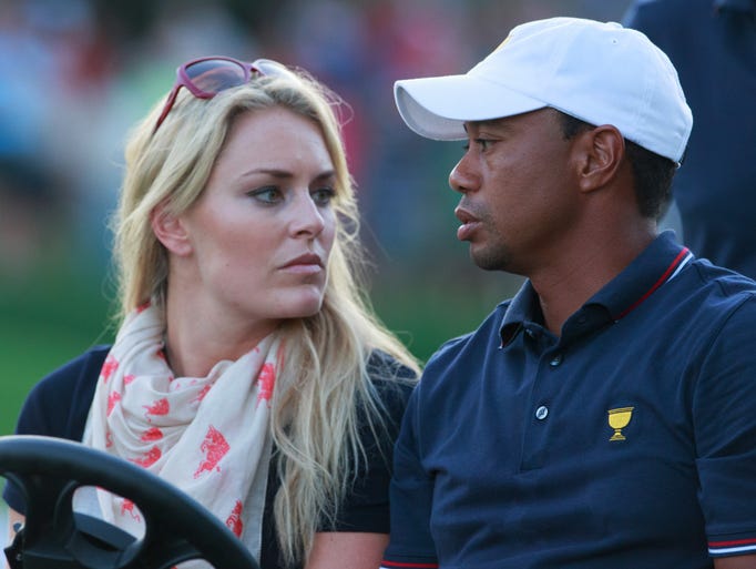 Vonn and Woods at The Presidents Cup in Oct. 2013.