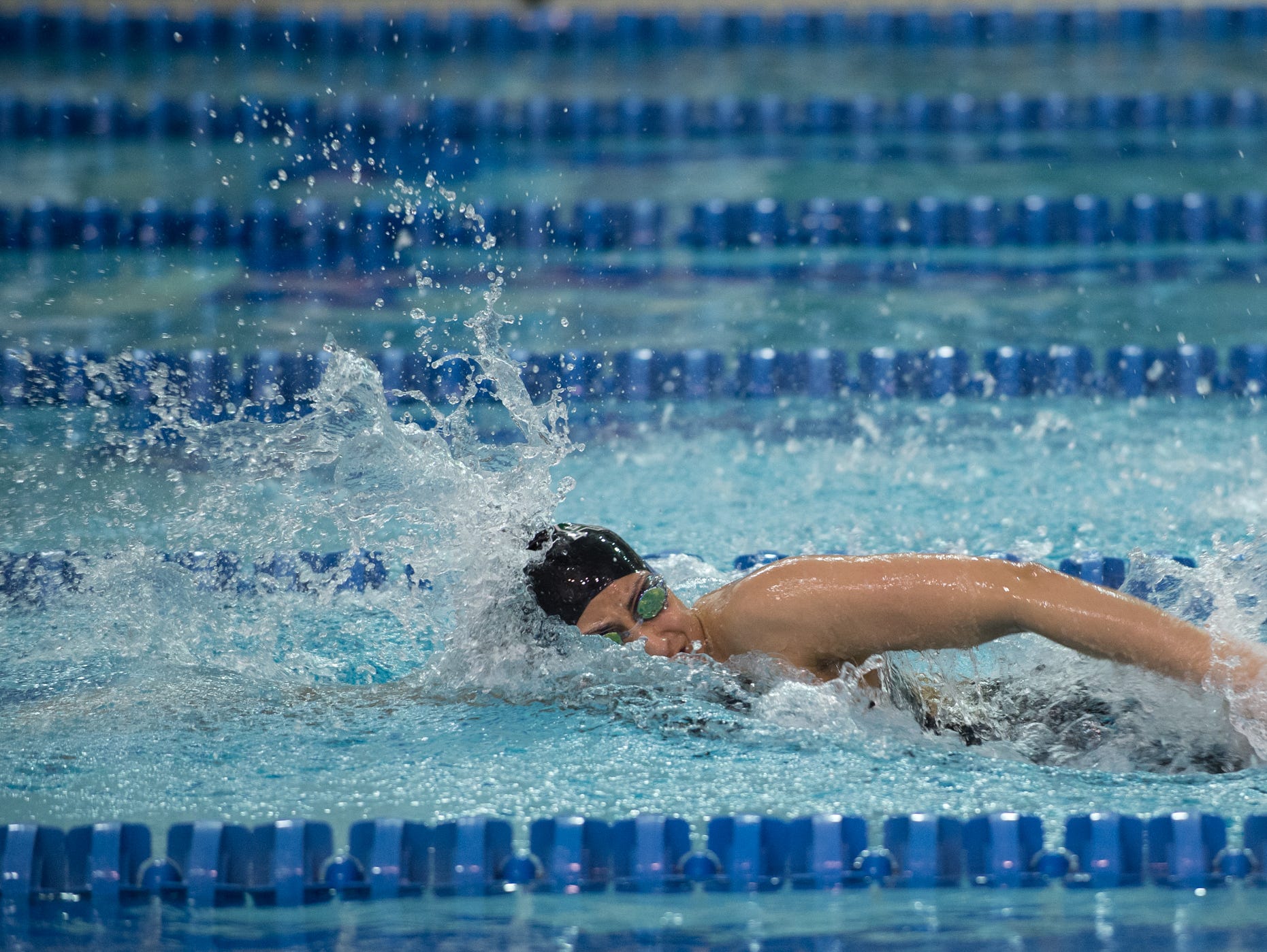 Archmere Academy's Ellie Jogani swims in the 100 yard freestyle final at the girl's DIAA swimming and diving championships at the University of Delaware.