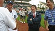 Tigers manager Alan Trammell, owner Mike Ilitch and