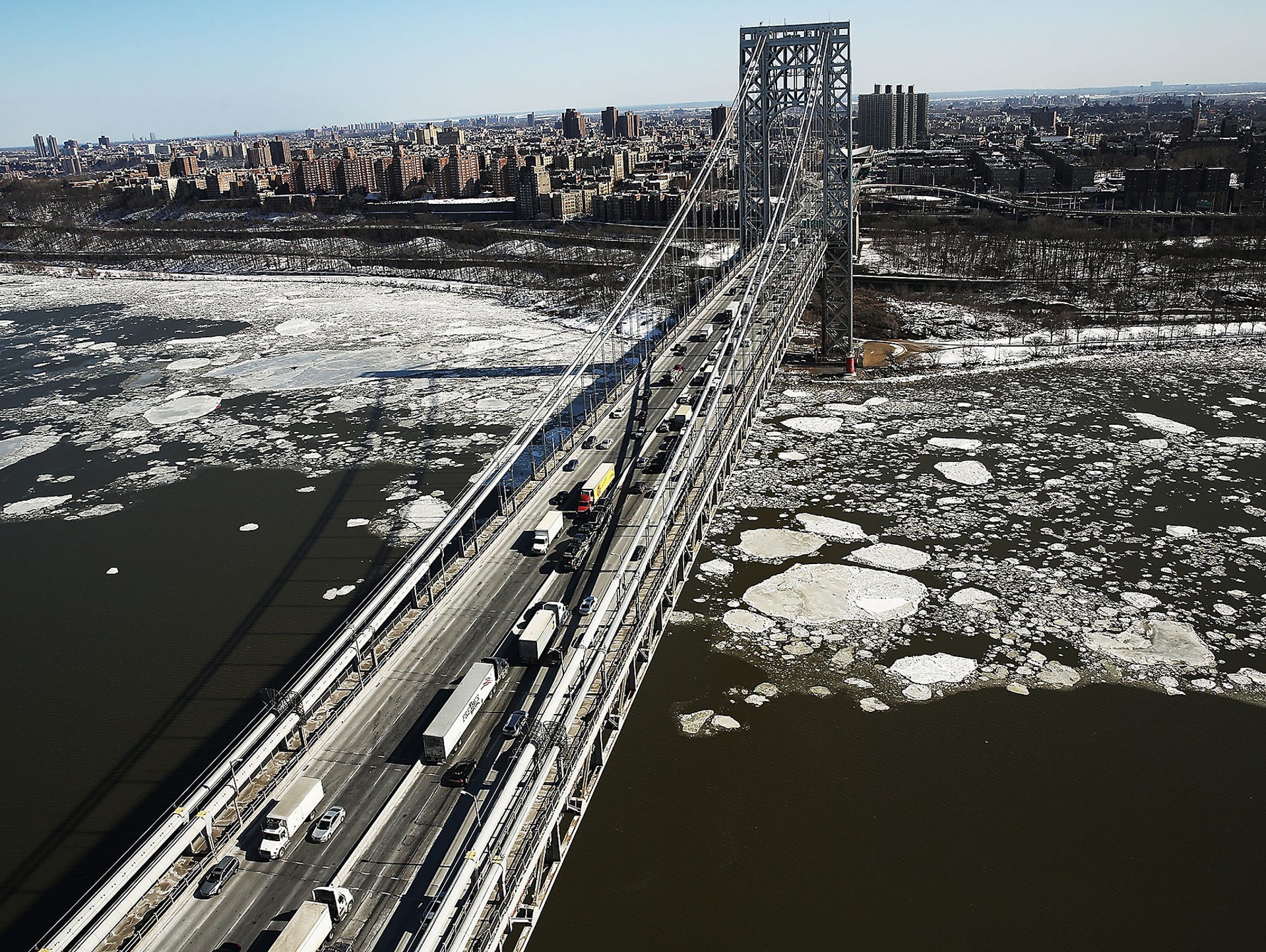 NEW YORK, NY - FEBRUARY 20: Ice floes are viewed along