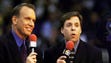Doug Collins and Bob Costas talk before the start of