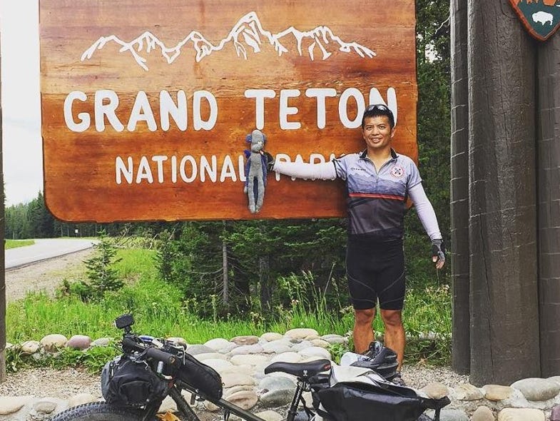North Henderson coach Heang Uy posted this picture after crossing into Wyoming.