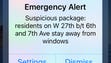 An Emergency Alert appears on a mobile phone concerning