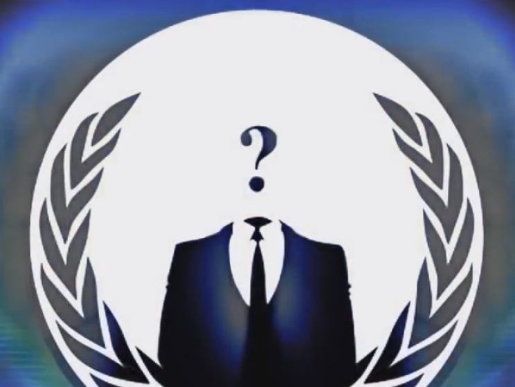 A screen shot from a video posted on YouTube by individuals identifying themselves as the hacktivist group Anonymous.