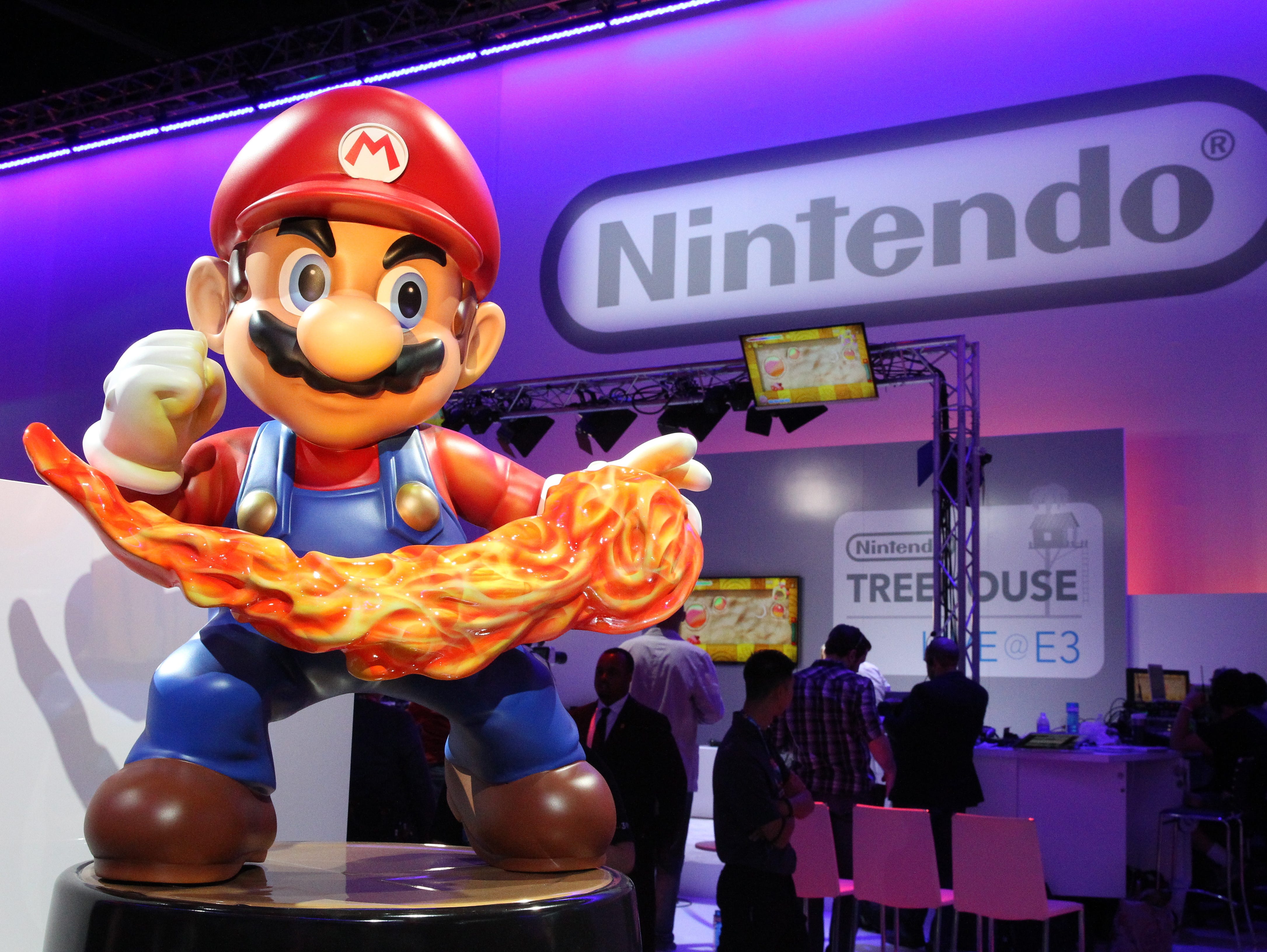 A Mario figure is shown at the Nintendo booth during the Electronic Entertainment Expo in Los Angeles.