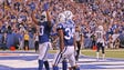 Colts wide receiver T.Y. Hilton (13) reacts to scoring