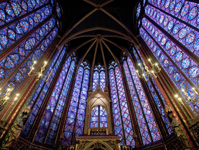 Lovers of stained glass will have to                                                           pick their                                                           jaws up off                                                           the floor upon                                                           ascending the                                                           stairs into                                                           the main                                                           chamber of                                                           Sainte-Chapelle                                                           in Paris.                                                           Besides being                                                           home to the                                                               oldest stained                                                           glass window                                                           in the city,                                                           the flamboyant                                                           Gothic gem has                                                           6,458 square                                                           feet of                                                           stained                                                           glass.