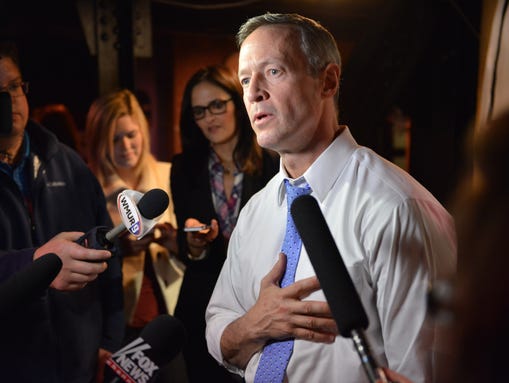 Martin O'Malley speaks to reporters during an appearance