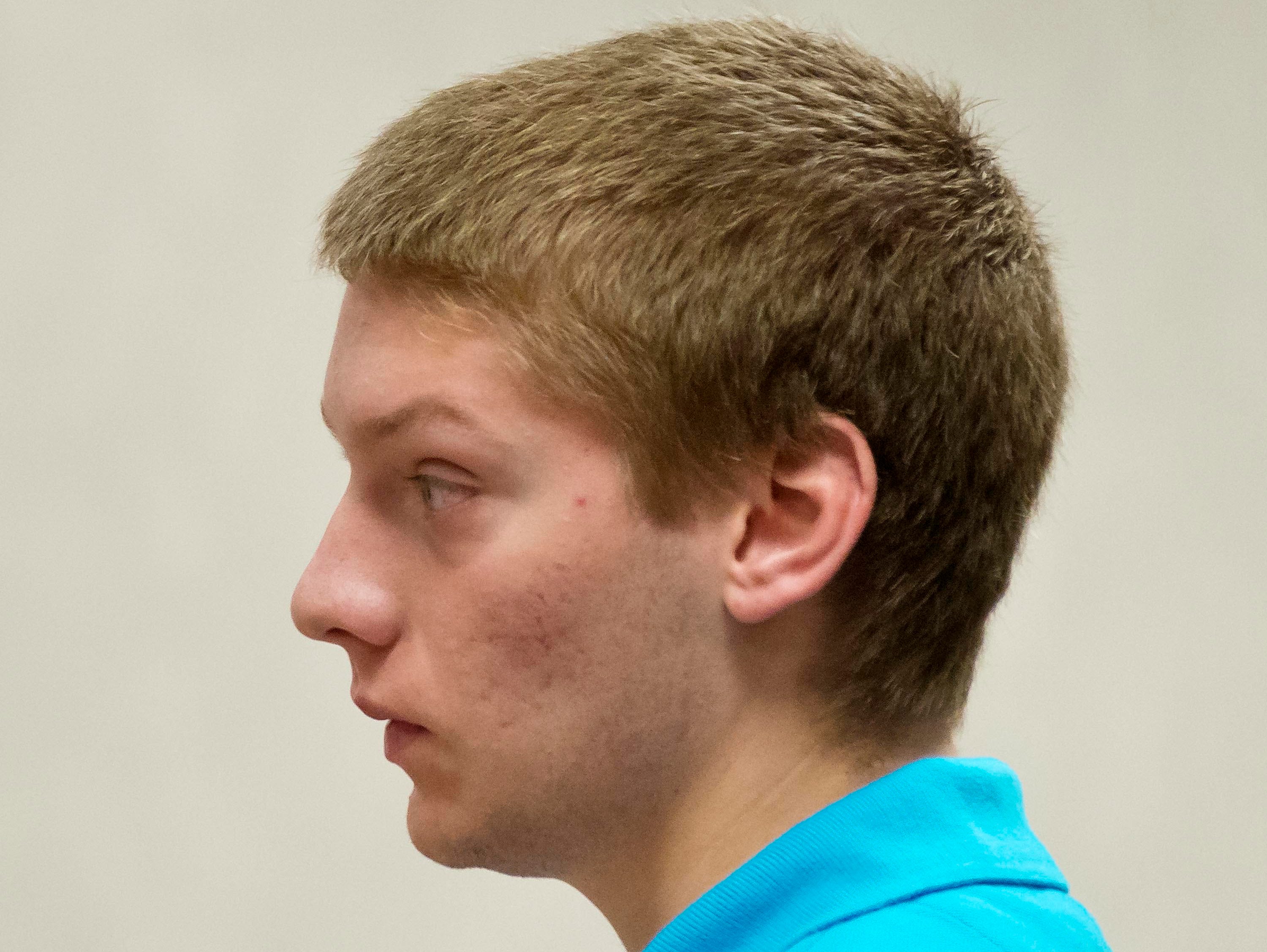Colby Darling, 18, of Milton, Vt., pleads not guilty Aug. 19, 2014, in Vermont Superior Court in Burlington, Vt., to a simple assault charge.