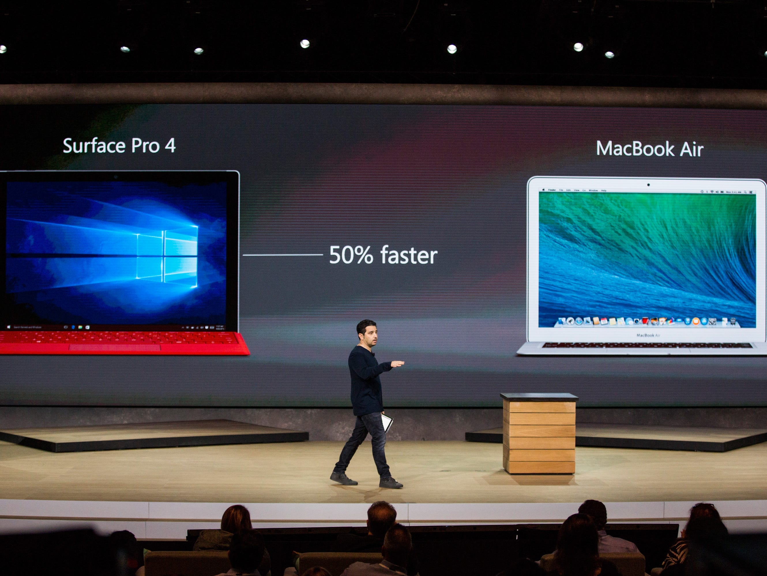 Microsoft Corporate Vice President Panos Panay introduces a new tablet titled the Microsoft Surface Pro 4 at a media event for new Microsoft products on Oct. 6, 2015 in New York City.