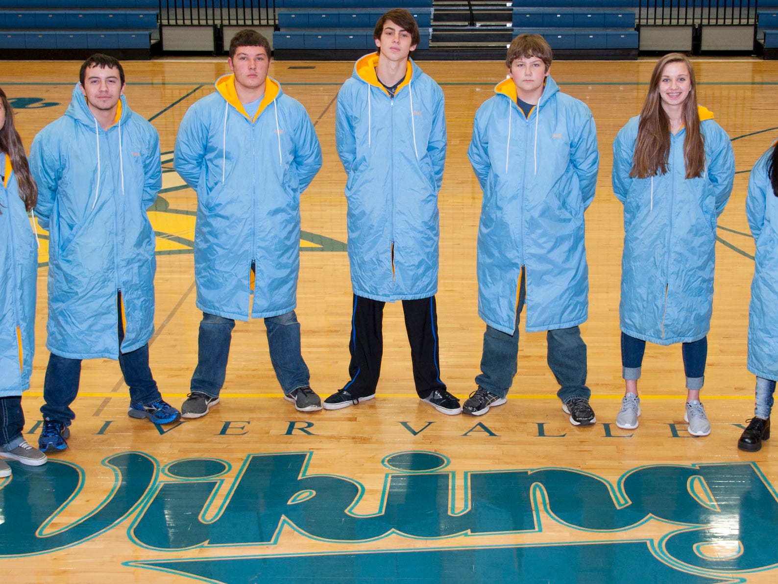 The 2014-15 River Valley High School swim team is, from left, Allison Lehner, Colton Thacker, Sam Lehner, Ryad Eddauod, Noah Schriml, Gigi Gooding and Alexis Schriml. Not shown are Ace Fry and Josie Rigney.