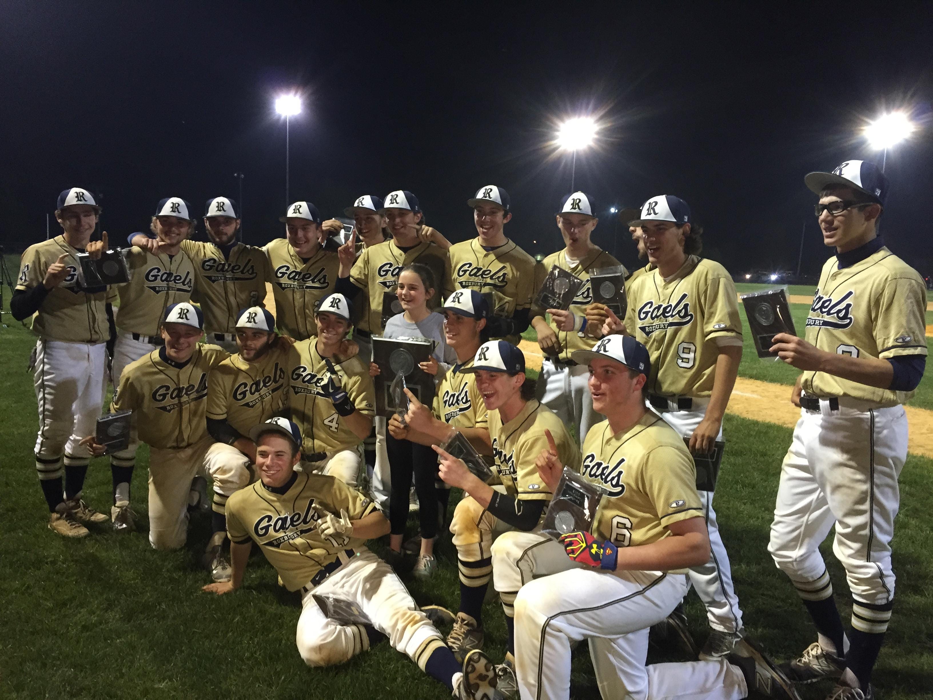 Roxbury celebrates after winning the Morris County Tournament.