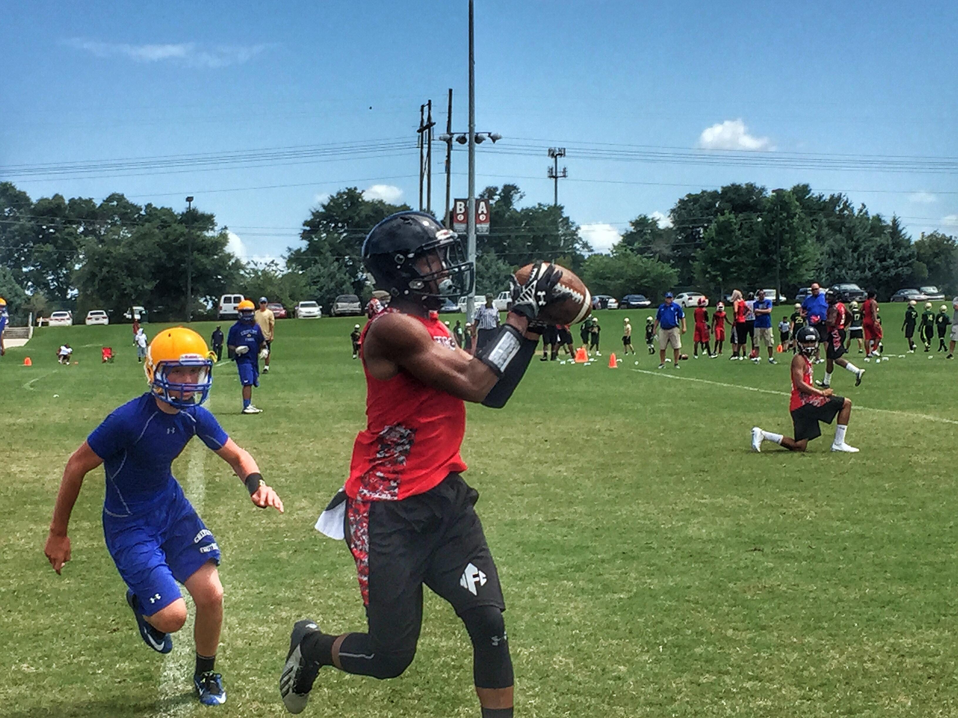 NFC’s Korey Charles catches a ball at FSU’s 7-on-7 tournament this spring. Charles, a four-star recruit, just committed to Mississippi State.