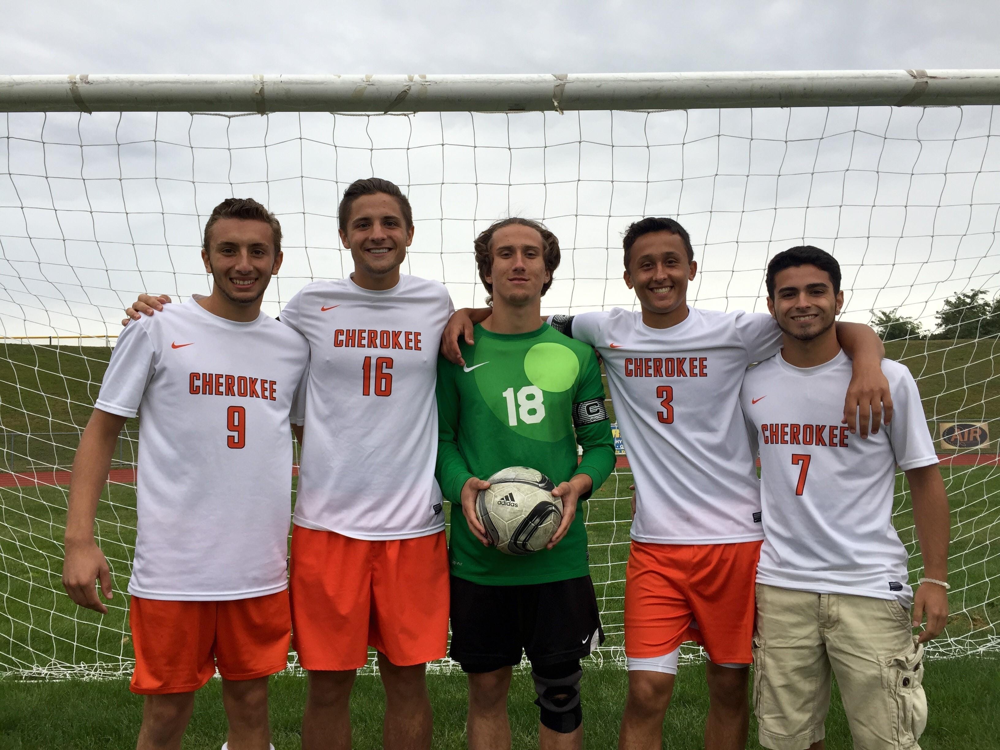 The Cherokee High School boys’ soccer team seniors include Eamon McCarren, Mario LaMorte, Zach Rowe, Cristian Ognibene and Justin McCarthy.