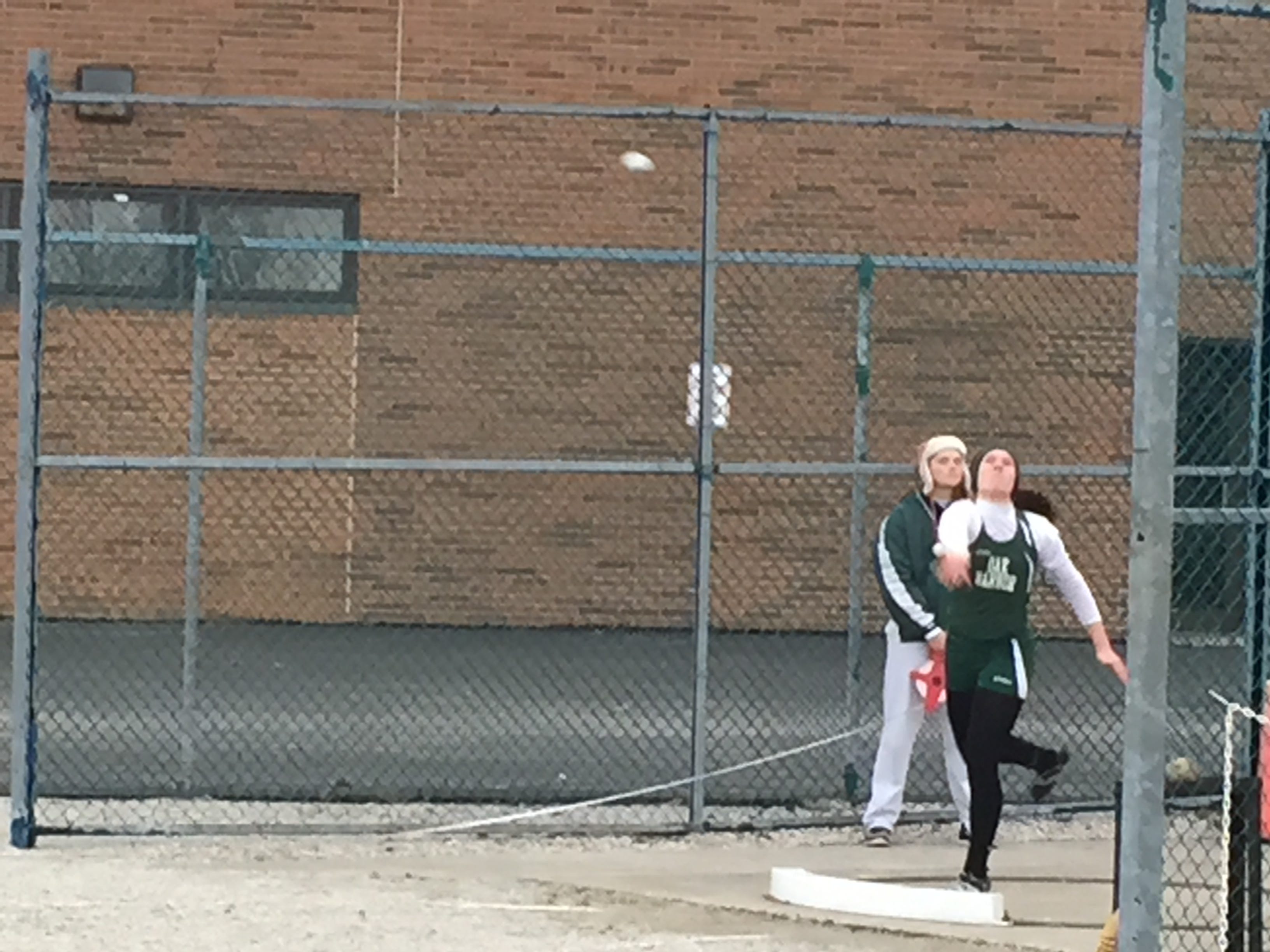Oak Harbor’s Faith Konieczny won the shot put Tuesday against Lake and Elmwood.