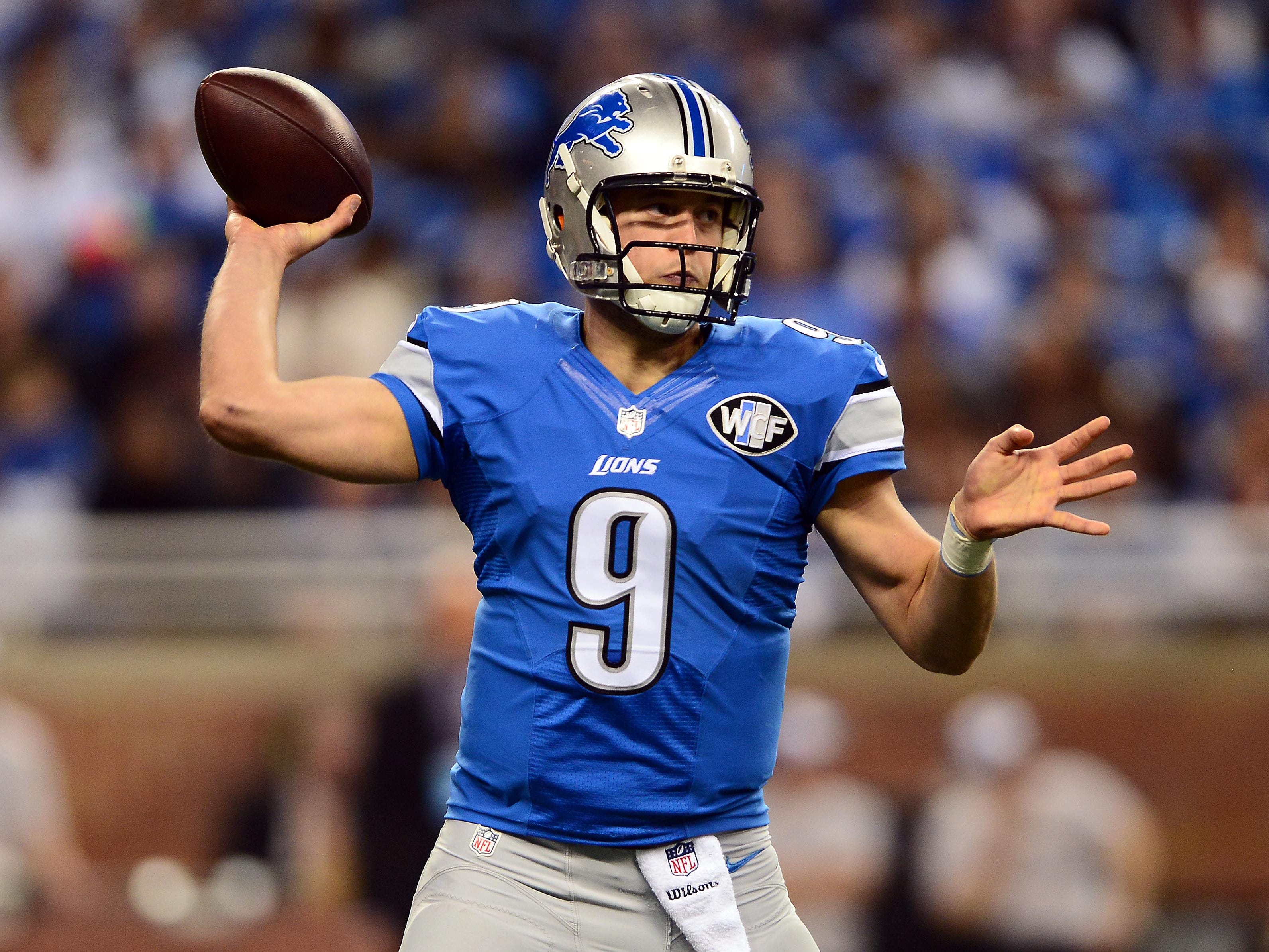 Detroit Lions quarterback Matthew Stafford throws against Chicago this season.