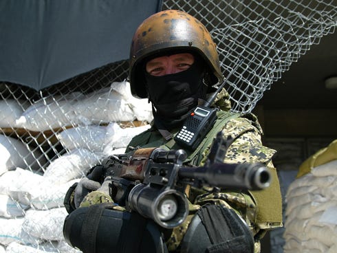 An armed pro-Russian man in eastern Ukraine.