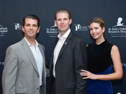 Donald Trump Jr., Eric Trump and Ivanka Trump attend