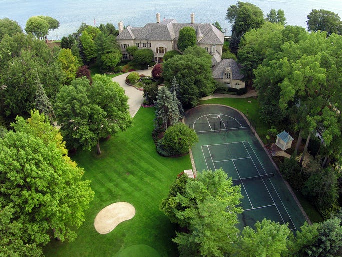 Aerial view of the 3.75-acre former Art Van Elslander estate in Grosse Pointe Shores.