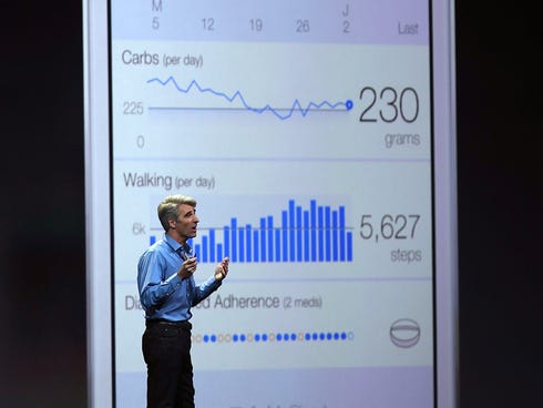 Apple's Craig Federighi speaks during the Apple Worldwide Developers Conference  in San Francisco on Monday.