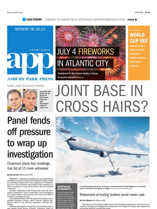 Asbury Park Press front page