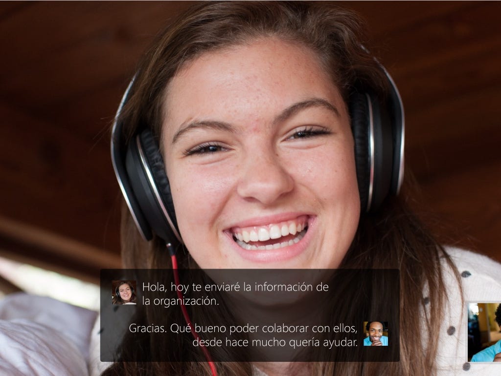 Skype translations are promised in near real time.