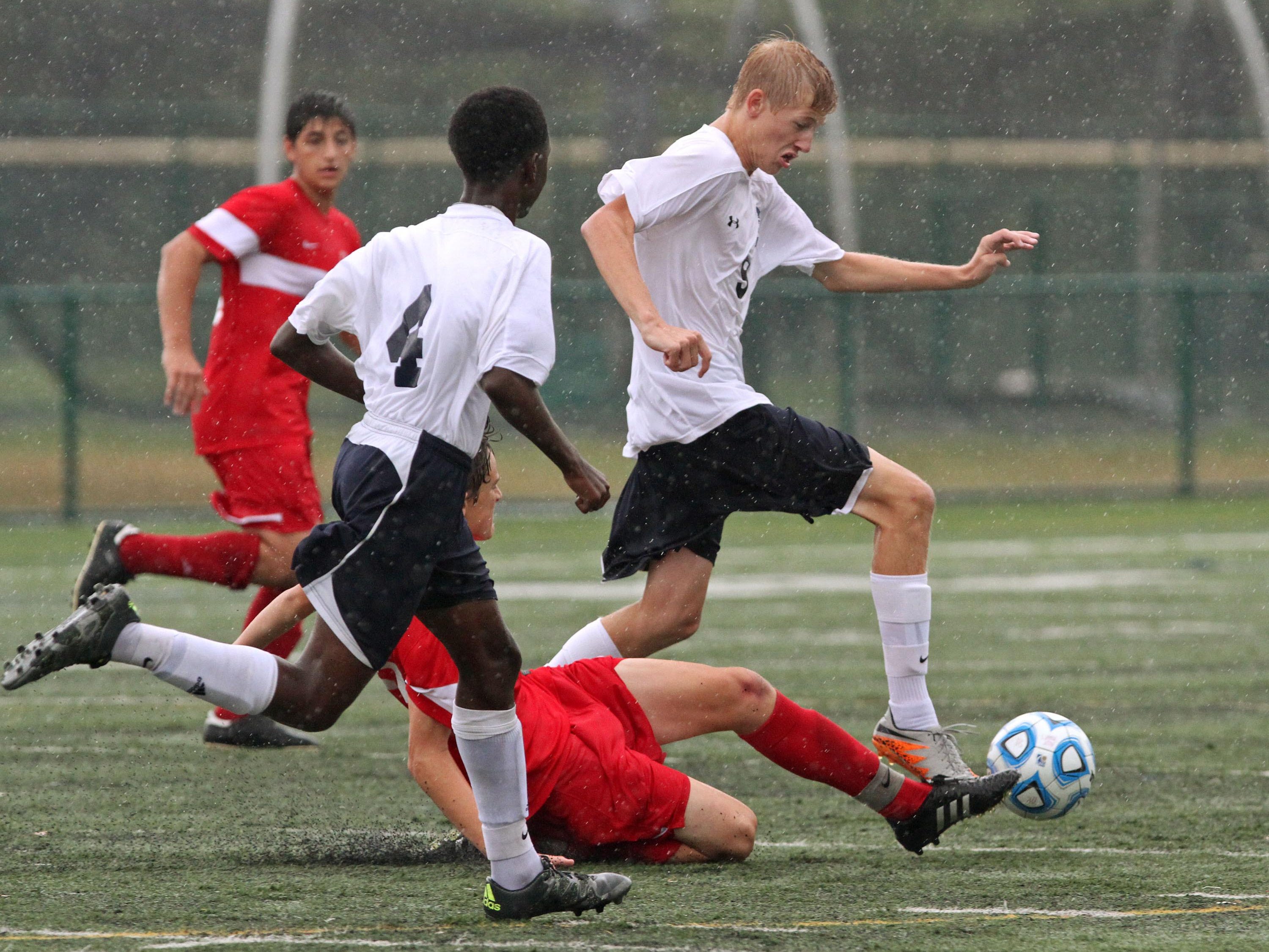 Immaculata's Jack Rutledge (9) moves the ball downfield during a match with Bernards on Thursday.